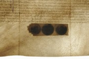 <a href='http://www.ra.ee/pargamendid/index.php/et/parchment/view?id=14604&_xr=eNoti0sOgkAQRO%252FSBxho8JdiJYkLEpfuTQdbnEQHZZqV4e46o6t6qVclYLw9ykaw%252FkEEb0BPmfrbQ4MVURNS6hnkQzRvs%252FkxpKoGnY77RFvQpNd%252BvGie7rJwVV06du3hzKui67IBvf7JKb%252FDu4RhliEfK5AaNcvyAedvLQE%253D' target='_blank'>Ürik TLA.230.1.be_14/ii</a>, 1561.a.</br>
Paksuse kõikumine.
Deformeerunud alade erinev paksus on hästi nähtav läbivas valguses.