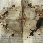 <a href='http://www.ra.ee/pargamendid/index.php/et/parchment/view?id=15925&_xr=eNoti0sOQEAQBe%252FSBxhaxifPygEcokP7JP7GStydwarqVfIEjLNHmAvsJzs4AS2yVd2okwt29UpPT0GbNtVcq1%252FMoKI0HFoTG7ZvAq0%252F2TMDDTK1h7TvIwKpo%252Fy6bvZYIfc%253D' target='_blank' rel='noopener noreferrer'>Ürik AM.104.5.14</a>, 18. saj.</br>
Köitmata pärgament.
Sirutatud jäiga pärgamentdokumendi kahjustumine.
Kokkuvolditud dokumentide välispinnad olid kõige enam määrdunud ja kahjustunud võrreldes ülejäänud pärgamendiga.