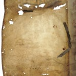 <a href='http://www.ra.ee/pargamendid/index.php/et/parchment/view?id=15437&_xr=eNpLtDK0qs60MrBOtDKBMIqtDM2slAoSi5IzclPzSvSLU0FMJaC4uZVSUWpacn5KKohnaGylFOLjqGdkbKBnqJecawoWtFIqhNKGINrCSiknMS%252B9NDEdrMfISim1RMm6thYAThgi6A%253D%253D' target='_blank'>Ürik TLA.230.1.cm5</a>, 1257. a. </ br>
</ br>
Köidetud pärgament.
Dokumenteeritud on tugevalt kahjustunud köite tagumine leht.