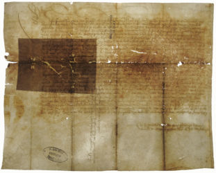 <a href='http://www.ra.ee/pargamendid/index.php/et/parchment/view?id=14980&_xr=eNpLtDK0qs60MrBOtDKBMIqtDM2slAoSi5IzclPzSvSLU0FMJaC4uZVSUWpacn5KKohnaGmlFOLjqGdkbKBnqJeUGm9oop%252BZmQmWslIqhNKGINrCSiknMS%252B9NDEdrNPISim1RMm6thYAMcAk3g%253D%253D' target='_blank'>Ürik TLA.230.1.be_14/iii</a>, 1381. a. </ br>
Eelneva parandamise või konserveerimise tunnustega pärgament läbivas valguses.
