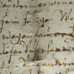 <a href='http://www.ra.ee/pargamendid/index.php/et/parchment/view?id=16719&_xr=eNoti8kNgDAMBHtxAQEjLi0vCqAIK5hDgnC%252FEL0DgdfOjLQCxtkjLATxBxs4Bc2y2m5UtwebvkhPz0CrNnaq9TUOQWVlmBMTGfYFtPzrPQcN4tpDWn%252BIQLpTcV0314ghwQ%253D%253D' targer='_blank'>Ürik AM.115.2.1</a>, 1647. a. </ br>
Tindikadu. Luitumine, valastumine.
Tindi värvuse vähenemine mehaanilise kulumise tagajärjel. Tindikadu piki dokumendi murdejoont.