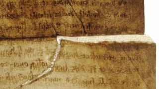 <a href='http://www.ra.ee/pargamendid/index.php/et/parchment/view?id=14272&_xr=eNotjM0OgjAQhN9lH6B0AX8ynDTx0MSj8WoarNhEi9DlZHh3s%252BBpvpnJjAfjG2Ebj80KGbwFffzYPt8hSZGDImnOoJiyRJkk9kmjCnQ5H5R2oDE82v4e1JV2KUxZWcPmeLpxXVydc8sNaPgrq%252B5BL5%252B6yXfrFBSEmnn%252BAUMbLZk%253D' target='_blank' rel="noopener noreferrer">Ürik TLA.230.1.BE_14/viii</a>, 1503. a. </ br>
Rebend, lõhe.
Pärgamendi lõhestumine ilma materjali kaota. Dokumenteeritud läbivas valguses.
Rebend on toestatud uue pärgamendiga.