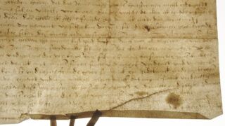 <a href='http://www.ra.ee/pargamendid/index.php/et/parchment/view?id=16033&_xr=eNpLtDK0qs60MrBOtDKBMIqtDM2slAoSi5IzclPzSvSLU0FMJaC4uZVSUWpacn5KKohnCOSG%252BDjqGRkb6Bnqenp6OulZGIMlrJQKobQhiLawUspJzEsvTUwH6zOyUkotUbKurQUAyBMjnA%253D%253D' target='_blank' rel="noopener">Ürik TLA.230.1-iiiB.83</a>,1531. a.</br>
Auk.
Augud ja lõhed võivad tekkida pärgamendi valmistamise kõigis etappides.
Levinumad kahjustused on lõhed ja augud, mida pärgamendi valmistamise käigus sageli ka nõelumisega parandati. </ br>
Holes and splits can occur at all stages of parchment making.
The most common damages are splits and holes, which were often repaired with needling during the process of making the parchment.