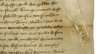 <a href='http://www.ra.ee/pargamendid/index.php/et/parchment/view?id=14581&_xr=eNpLtDK0qs60MrBOtDKBMIqtDM2slAoSi5IzclPzSvSLU0FMJaC4uZVSUWpacn5KKohnaGqlFOLjqGdkbKBnqJupZ2ZoARa2UiqE0oYg2sJKKScxL700MR2sy8hKKbVEybq2FgCDaSMa' target='_blank' rel="noopener">TLA.230.1-i.618</a>, 1436. a.</br>
Kraapimise jäljed.
Kraabitsa jäljed ja lahtirebenenud parandus läbivas valguses.</ br>
Scratch marks and torn repair in transmitted light.