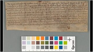 Ill. 4. Eesti vanim pärgametdokument on aastast 1237 ja see asub Tallinna Linnaarhiivis (TLA.230.1-I.2).</ br>
Ill. 4. The oldest parchment document in Estonia is from 1237 and it is located in the Tallinn City Archives